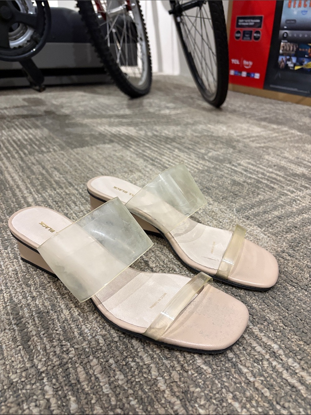 Clear Strap Beige Slide Sandals - Women